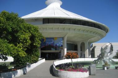 Museum of Vancouver, a strange cone-shaped Vancouver building with a crab statue