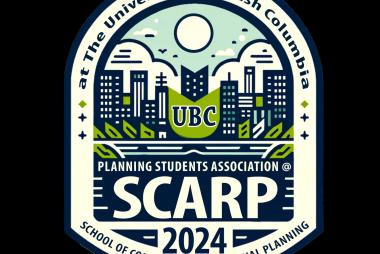 PSA logo, featuring a green and blue cityscape