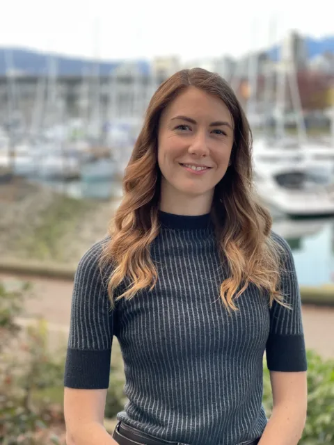 Keisha, near harbour of sailboats