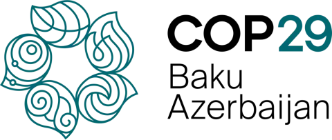 COP29 logo, several stylised leaves encircling each other