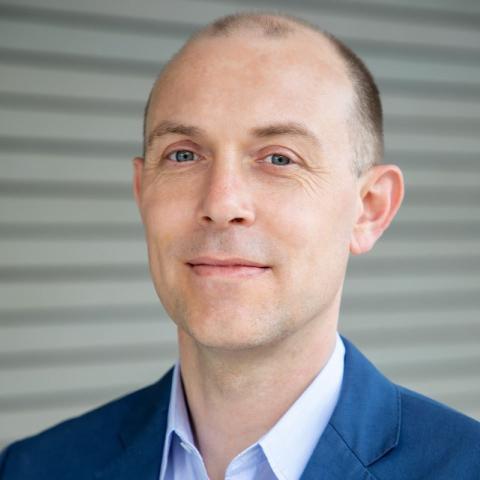 Man in blue blazer