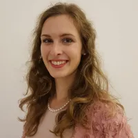 Woman with pearl-like necklace